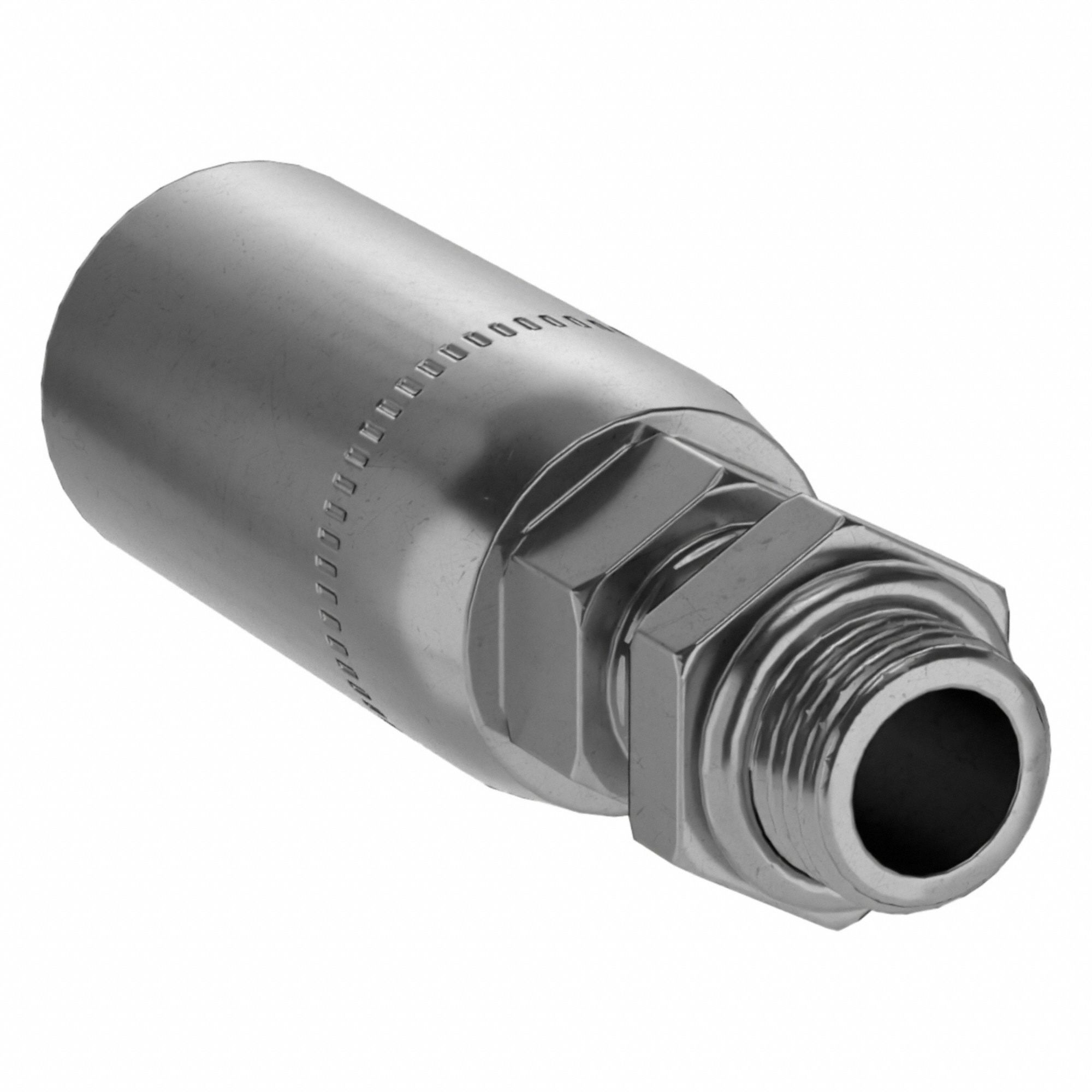 Hydraulic Crimp Fitting: Carbon Steel, Straight, -6 For Hose Dash Size, Male x Male