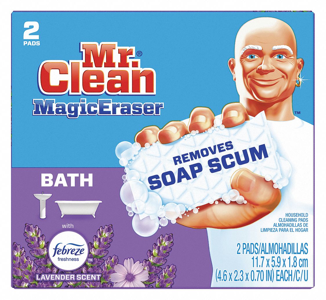 MR. CLEAN 4 19/32 in x 11/16 in Foam Cleaning Pad, White, 8PK 55RT8651107 Grainger