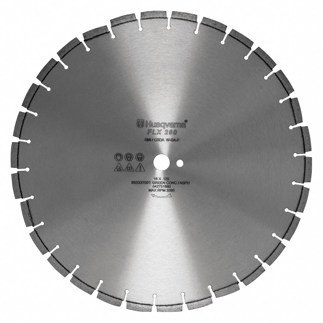 LAME DE SCIE DIAMANTÉE, SEGMENTÉE, 20 PO DIAM, ARBRE ROND DE 1 PO, HUMIDE, 3 055 TR/MIN, 0,125 PO, ASPHALTE
