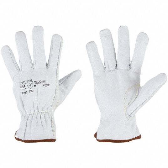 PIP Leather Gloves: L ( 9 ), Drivers Glove, Goatskin, Std, Full Leather  Leather Coverage, PIP, 12 PK