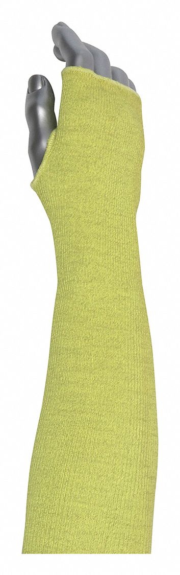 Cut-Resistant Sleeve, Yellow, Knit Cuff