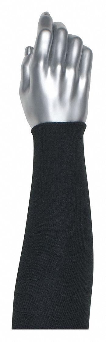 Knit Sleeve: ANSI/ISEA Cut Level A3, Kevlar®, Black, Sleeve, Elastic, 18 in Sleeve Lg, Universal