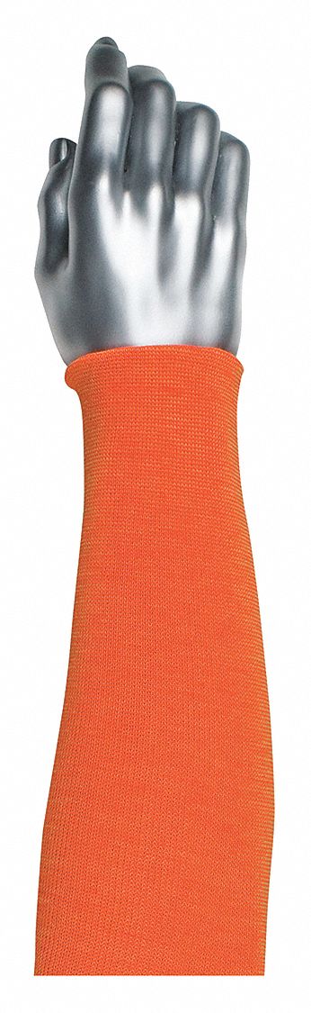 Knit Sleeve: ANSI/ISEA Cut Level A5, Kevlar® with  Cotton Liner, Orange, Sleeve, Elastic