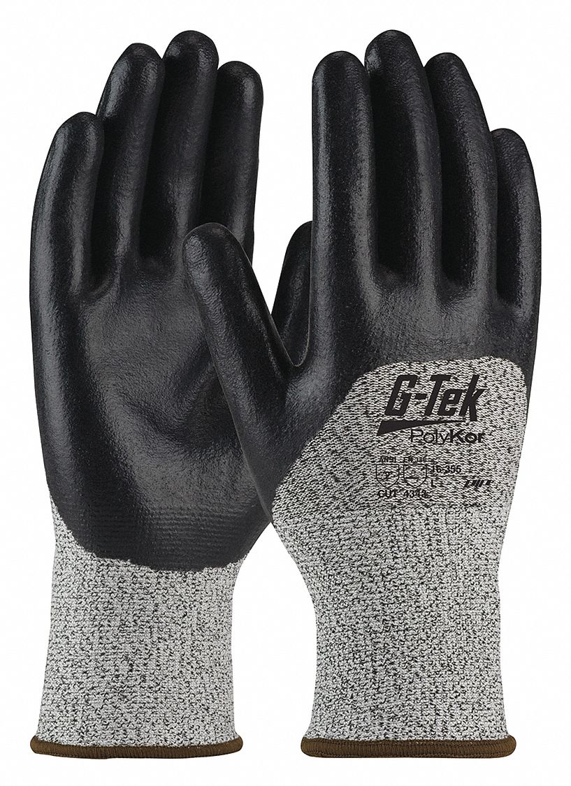 Cut-Resistant Glove: 2XL ( 11 ), ANSI Cut Level A2, 3/4, Dipped, Foam Nitrile, Sandy, 12 PK