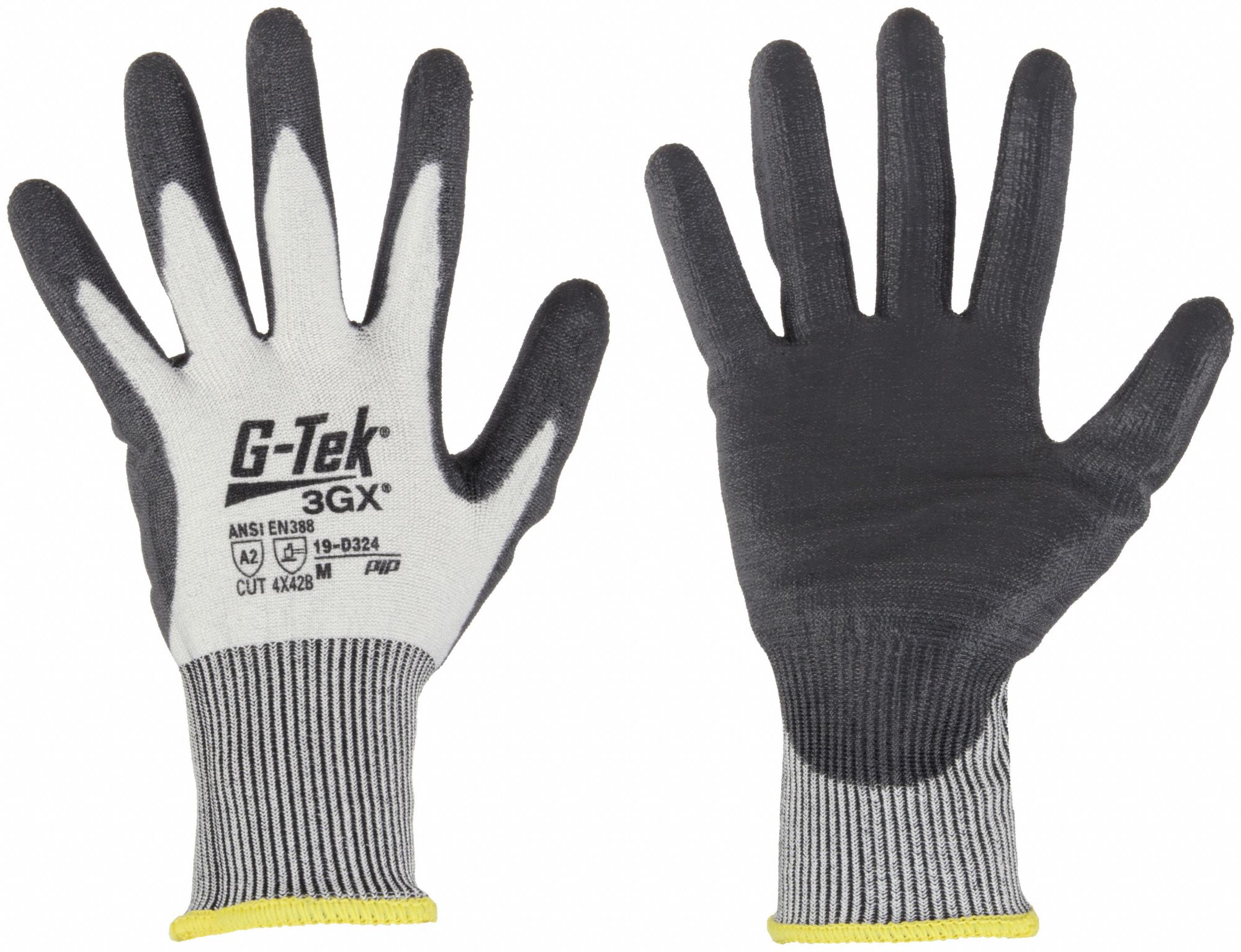 Cut-Resistant Glove: 2XL ( 11 ), ANSI Cut Level A2, Palm, Dipped, Polyurethane, Smooth, 12 PK
