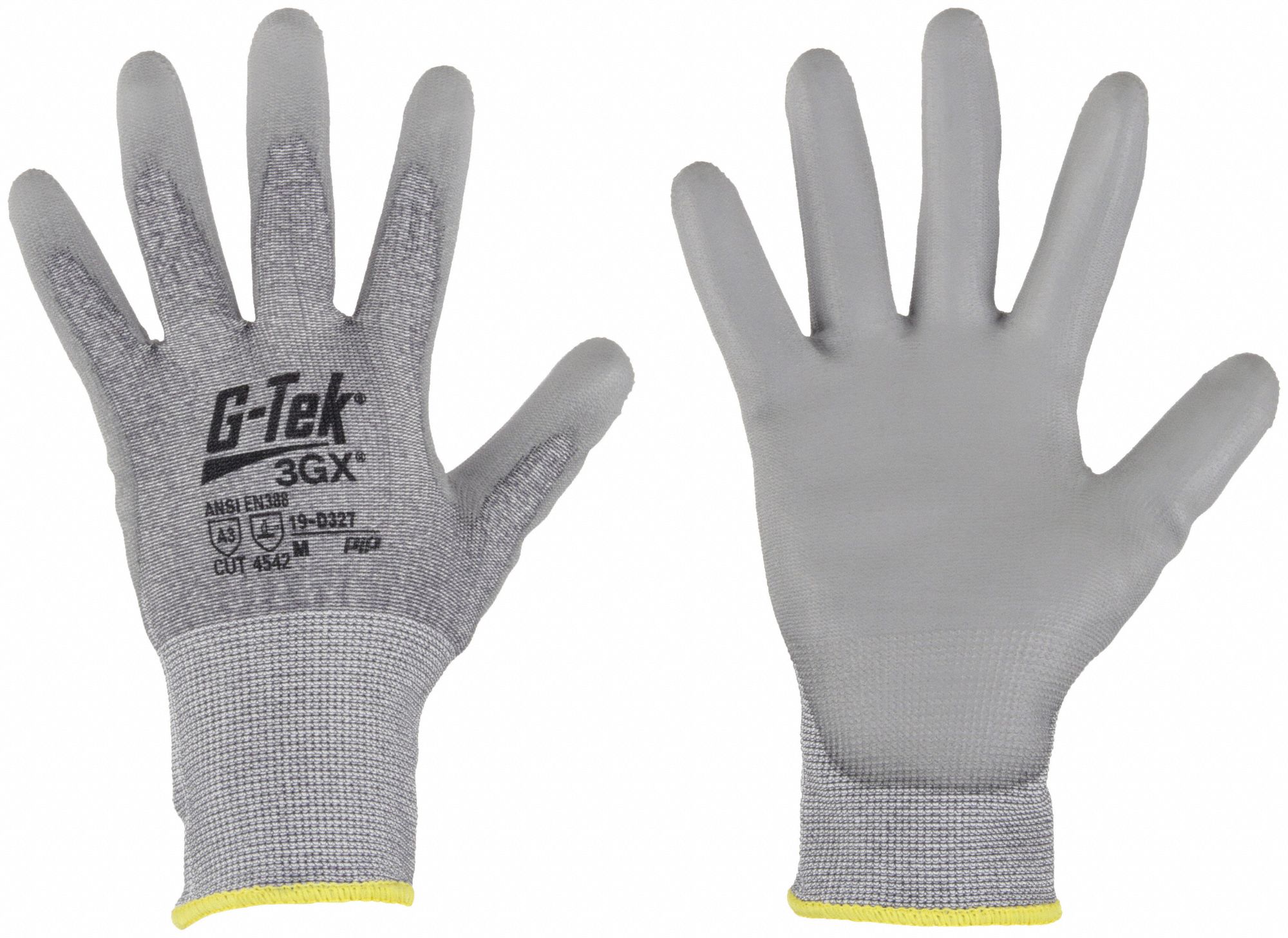 Cut-Resistant Glove: 2XL ( 11 ), ANSI Cut Level A3, Palm, Dipped, Polyurethane, Smooth, 12 PK