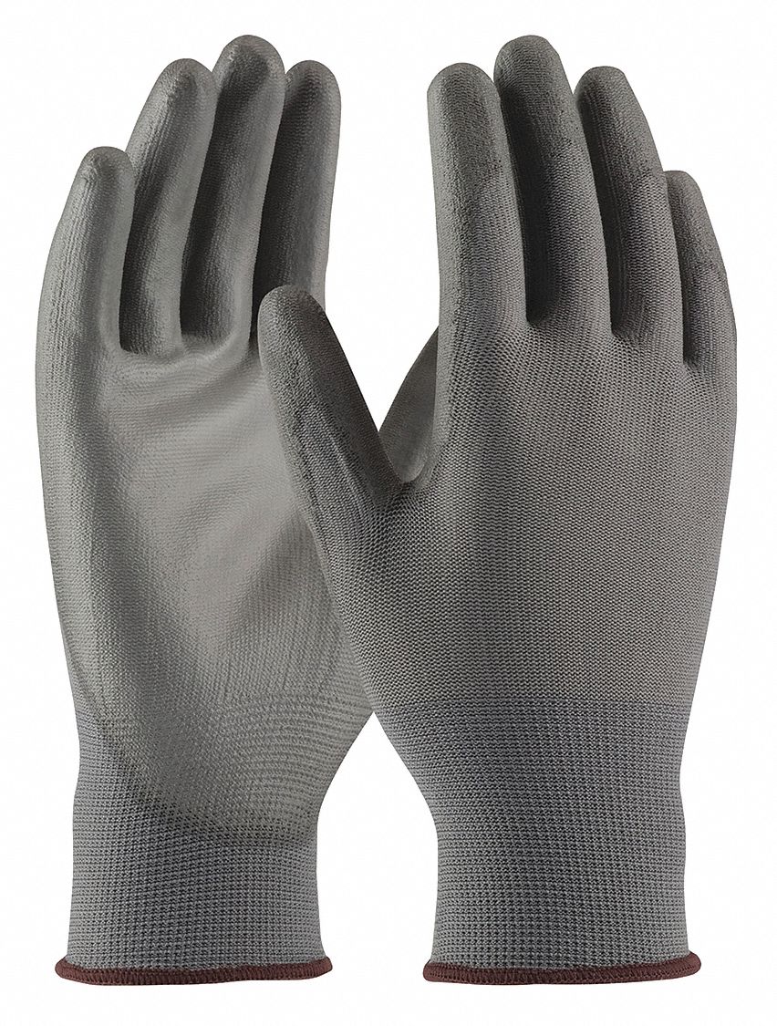 KNIT GLOVES, SEAMLESS, FULL FINGER, 13-GAUGE, SZ XS/6, GREY, POLYESTER, PR