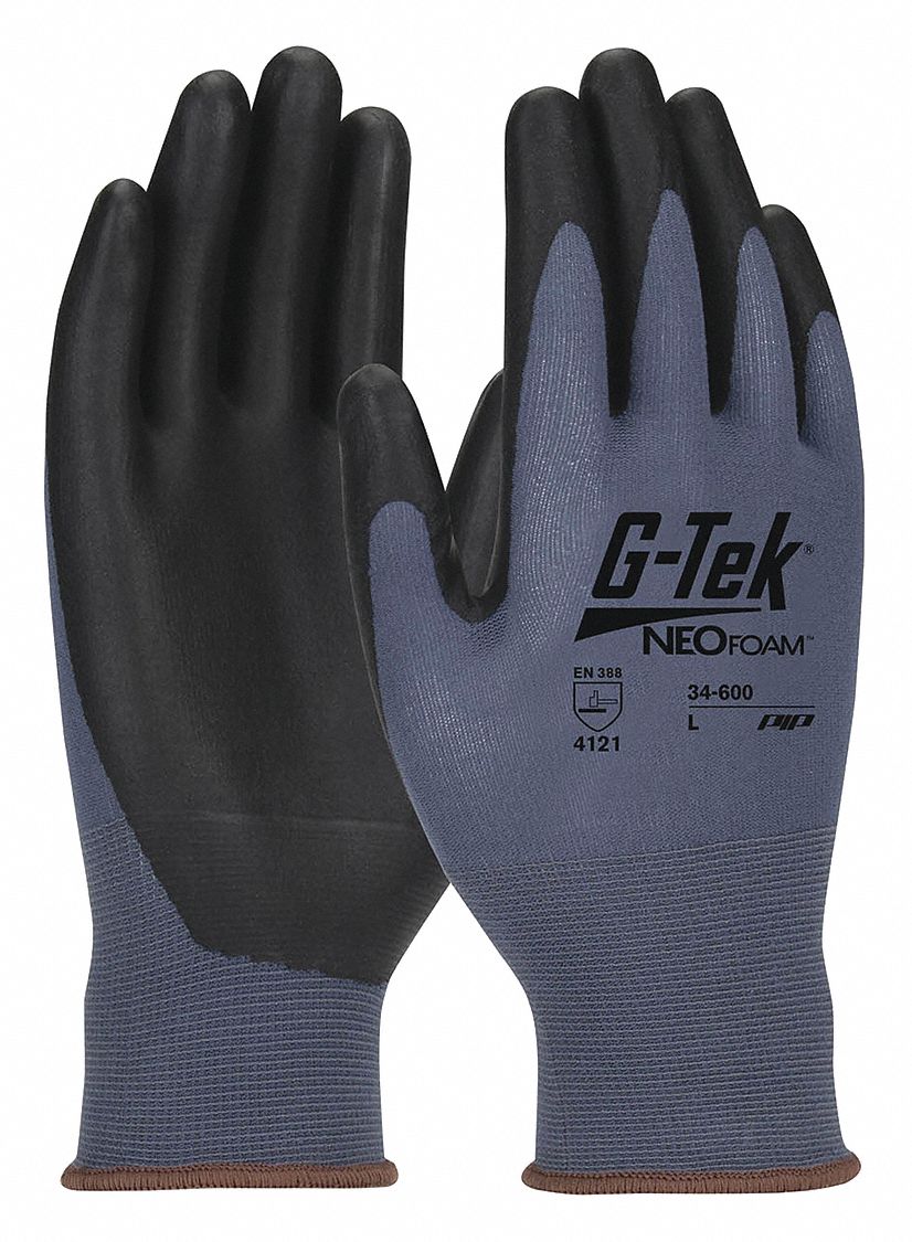 KNIT GLOVES, SEAMLESS, FULL FINGER, 15-GAUGE, SZ S/7, BLUE, NYLON, PR