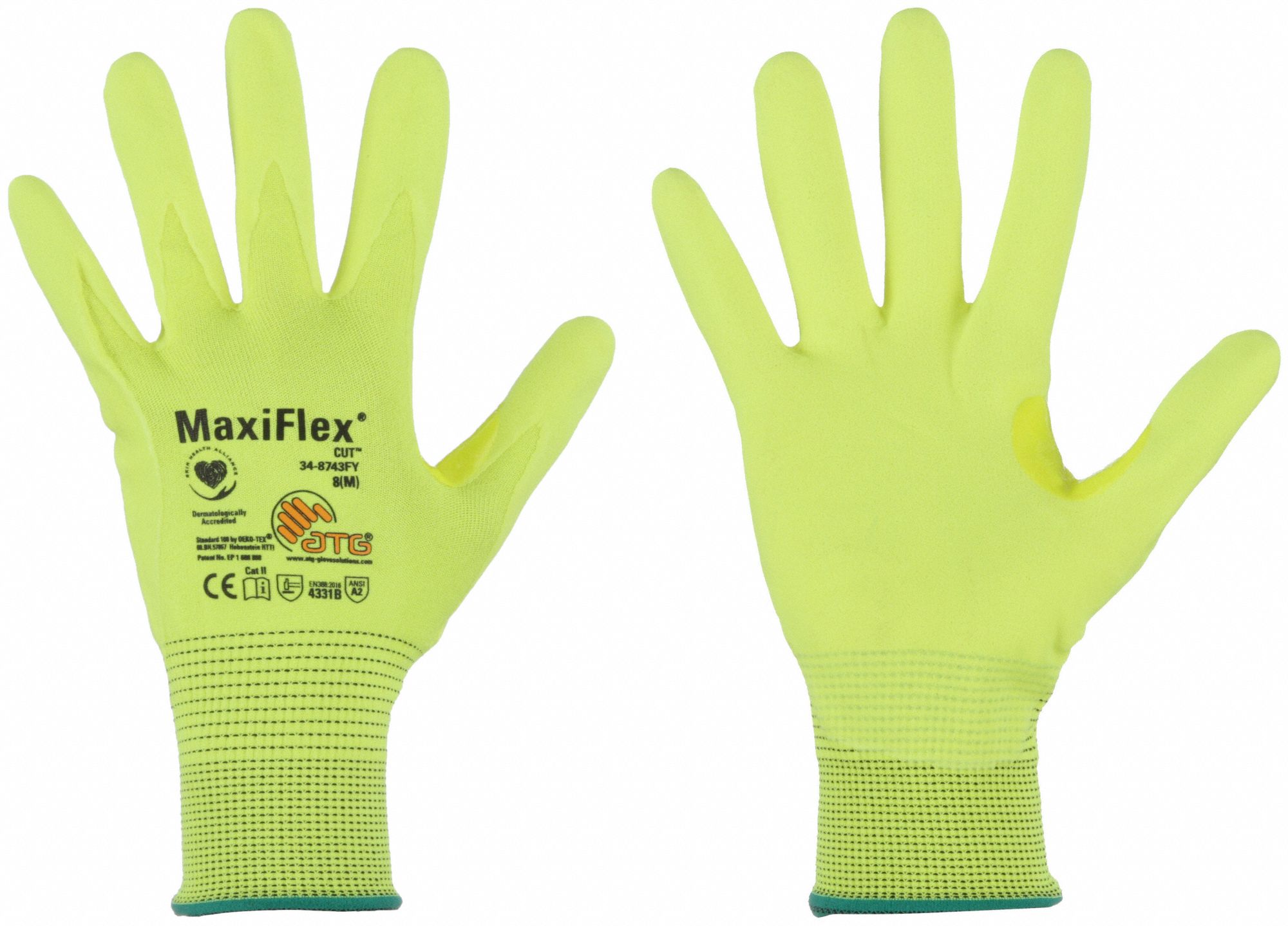 Cut-Resistant Glove: 2XL ( 11 ), ANSI Cut Level A2, Palm, Dipped, Foam Nitrile, Sandy, 12 PK