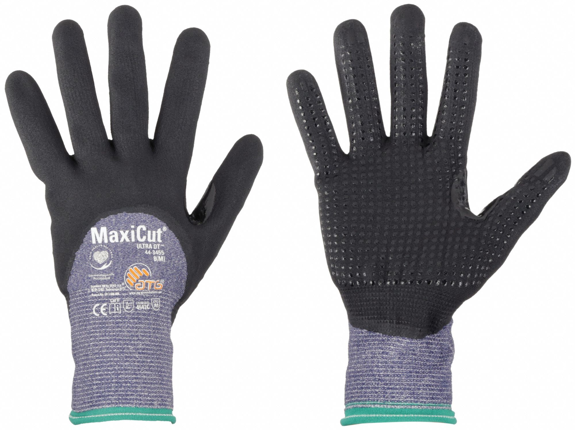 Cut-Resistant Glove: 2XL ( 11 ), ANSI Cut Level A3, 3/4, Double Dipped, Foam Nitrile, 12 PK