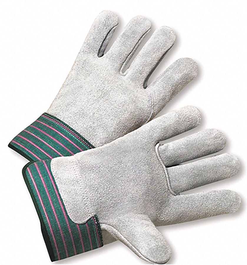 Leather Gloves: L ( 9 ), Cowhide, Std, Glove, Full Finger, Full Leather Leather Coverage, 12 PK