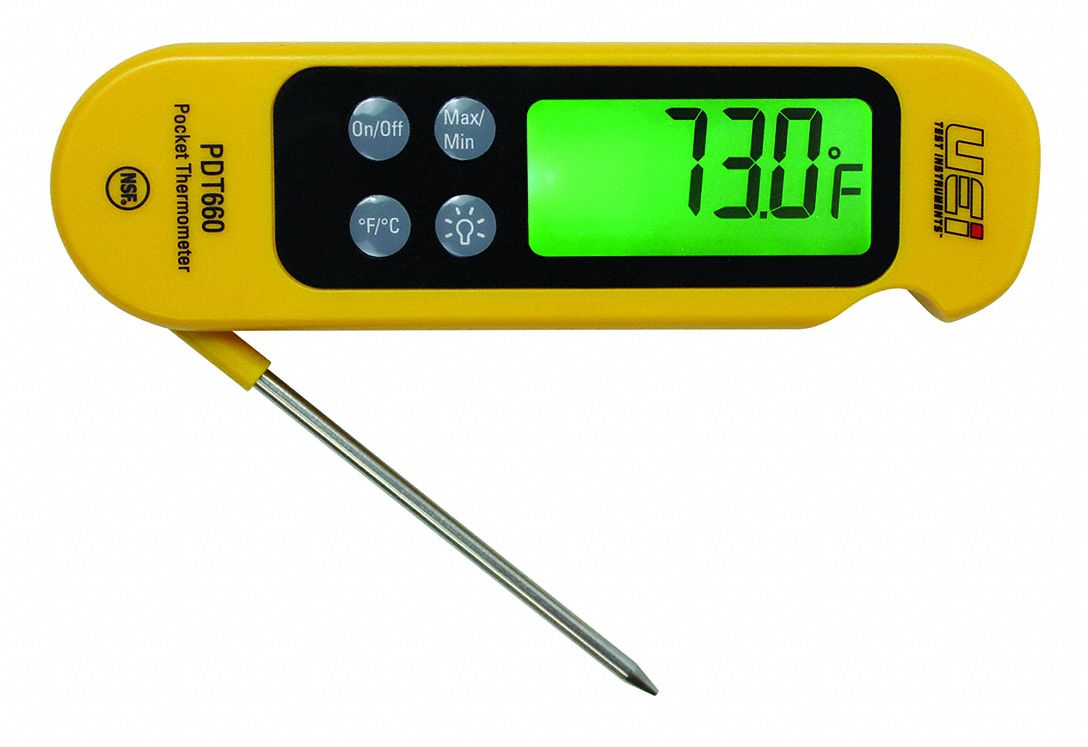 Uei Test Instruments Digital Pocket Thermometer: Side Reading Pen Style Pocket Thermometer, Pen Body, NSF Rated, Side Model: PDT660-N