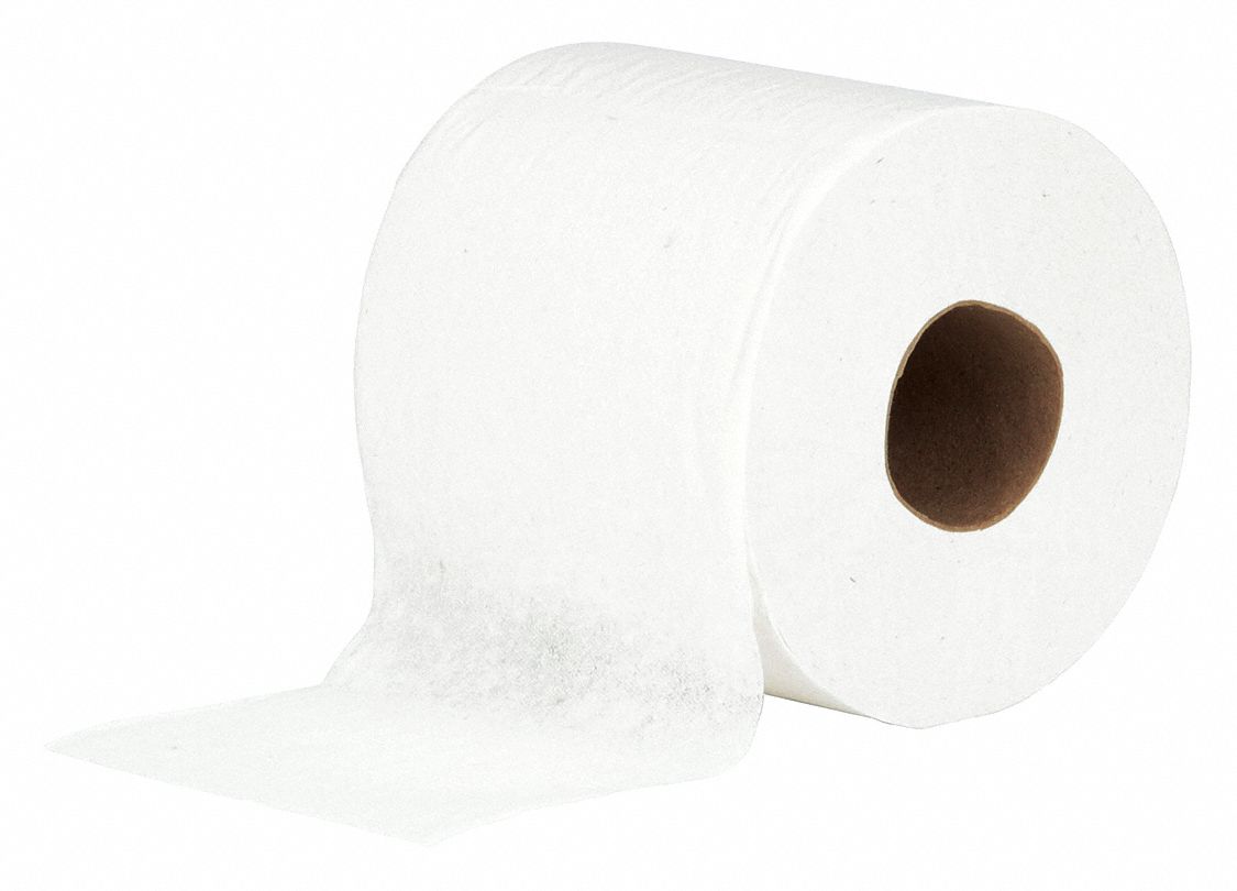 TOILET PAPER ROLL, STANDARD CORE, 1 PLY, SHEET SIZE 4 X 3¾ IN, WHITE, 96 PK