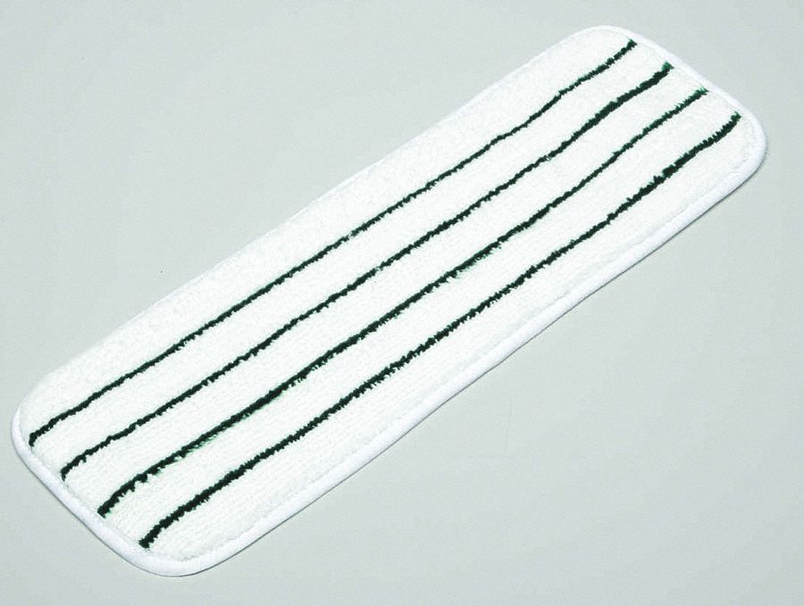 Wet Mop Head: Microfiber, Hook-and-Loop Connection, 18 in Wd, 5 in Dp, White, 10 PK