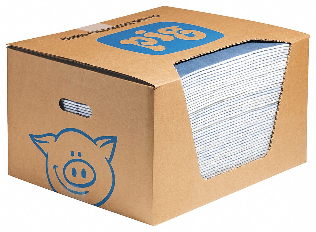PIG Absorbent Pad, Heavy Absorbency, PK50 55VD77WTR706 Grainger