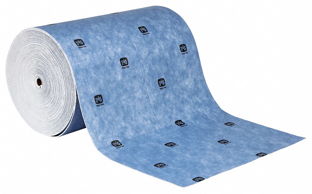 ROULEAU ABSORBANT,UNIVERSEL,BLEU/BLC,30 PO X 150 PI,POLYPR