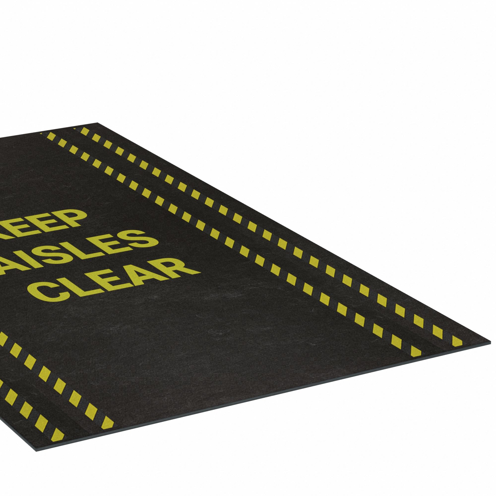 SAFETY MESSAGE MAT W KEEP AISLES CLEAR, OIL-RESIST, BLACK, 5 FT X 36 IN, 1/8 IN THICK, PP