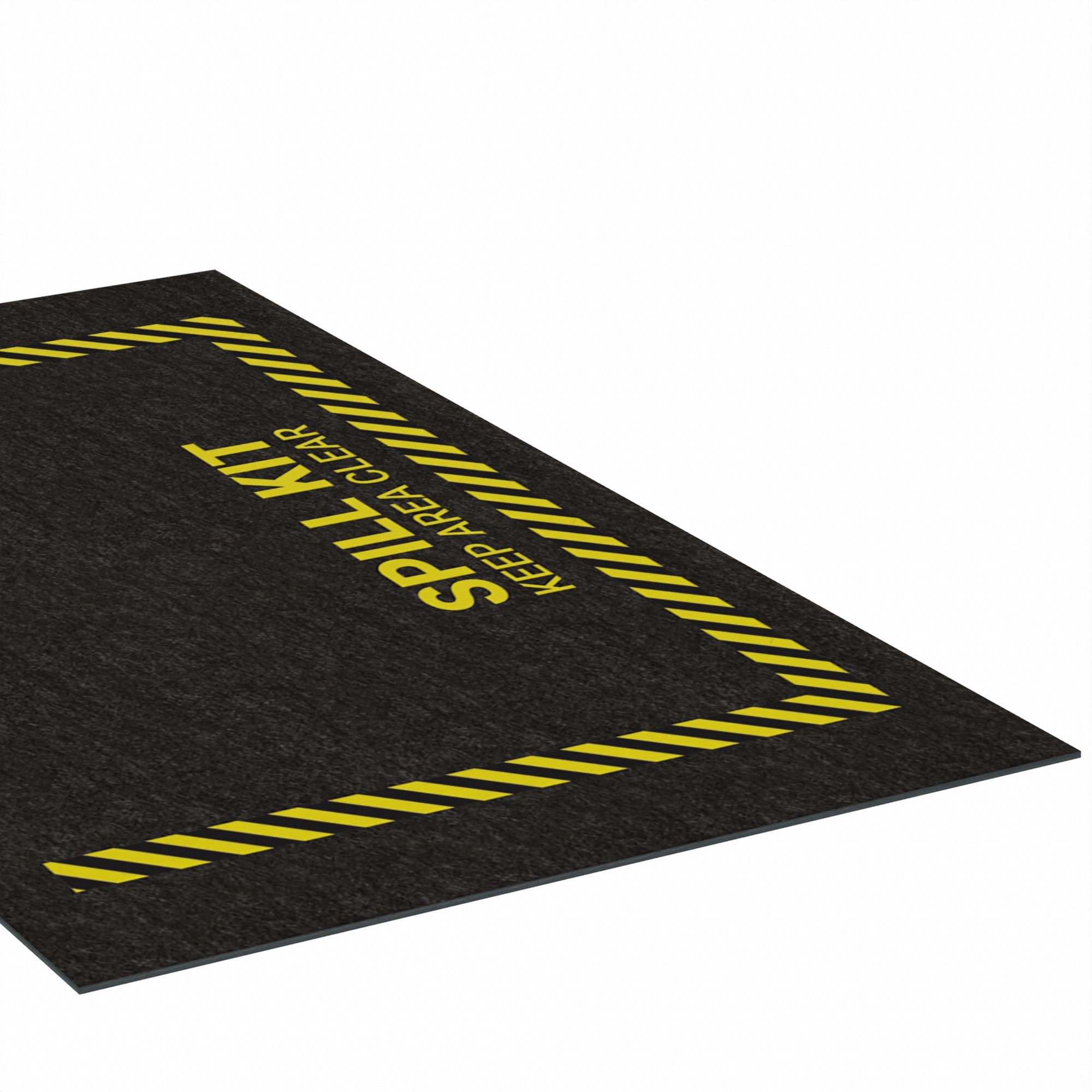 SPILL STATION SAFETY MESSAGE MAT, OIL-RESIST, BLK, 5 FT X 36 IN, 1/8 IN THICK, PP