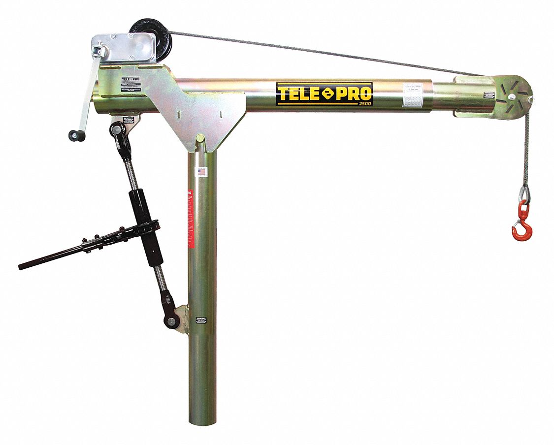 DAVIT CRANE, STEEL, MANUAL, 2,500 LB MAX. LOAD CAPACITY, 3.6 FT TO 8.1 FT, 28 IN TO 82 IN