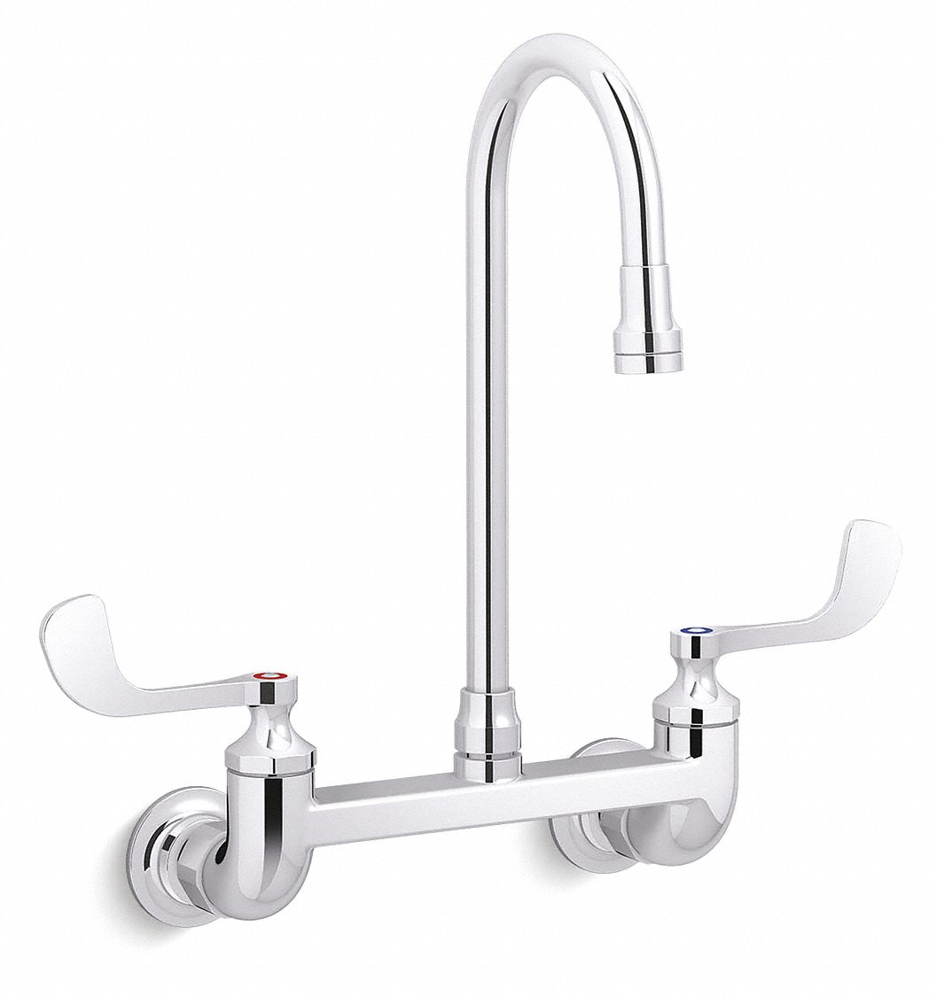 Kohler, Polished Chrome Finish, Gooseneck Service Sink Faucet - 55VF66 ...