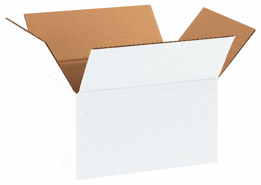 Shipping Box: 8 in Inside Lg, 6 in Inside Wd, 4 in Inside Ht, 32 ECT - White, Single Wall