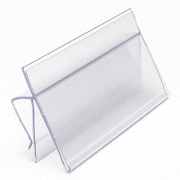 Label Holder: 4 in x 2 in, Clear, Slide-In, 25 Label Holders, Snap-On, PVC, Smooth