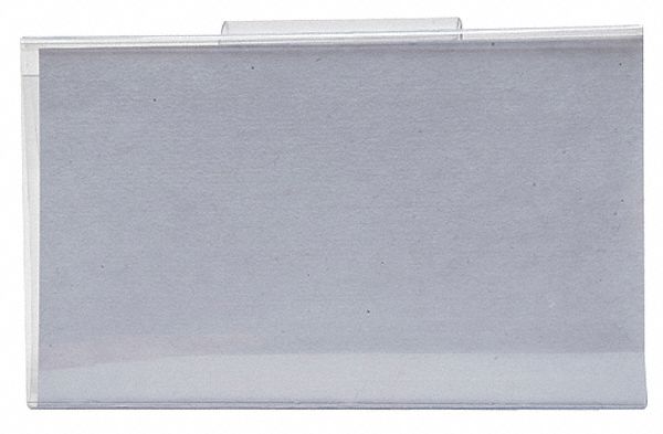 Label Holder: 3 in x 3 in, Clear, Slide-In, 25 Label Holders, Self-Adhesive, PVC