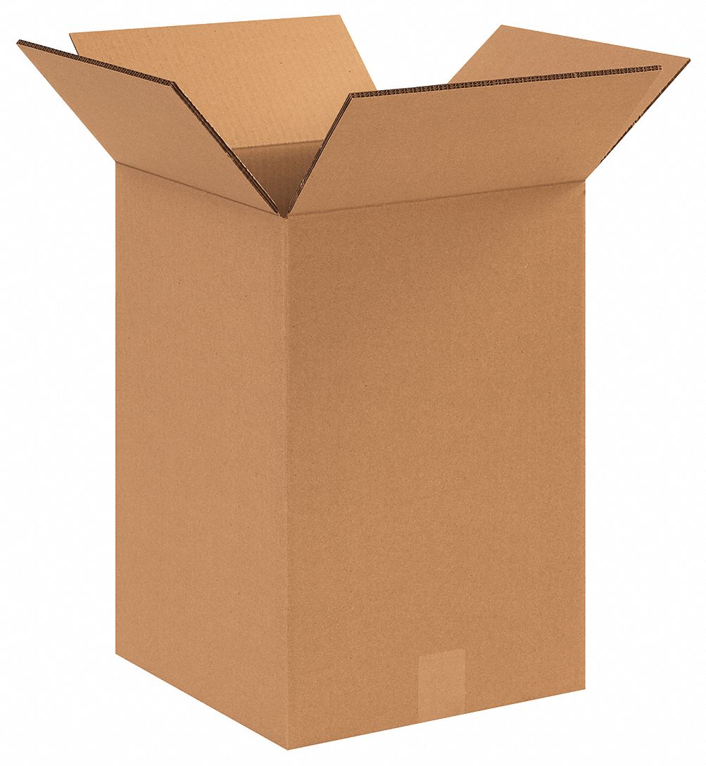 GRAINGER APPROVED Shipping Box, Heavy Duty, Double Wall, 12x12x18 in