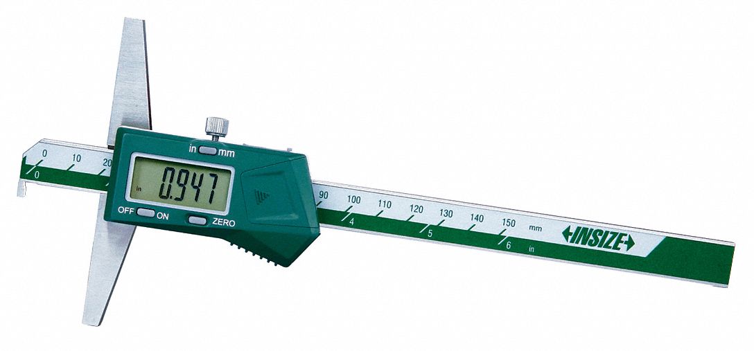 Blade-Style Digital Depth Gauge: 0 in to 6 in /0 mm to 150 mm, +/-0.0012 in Accuracy