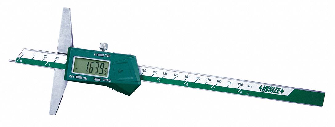 Blade-Style Digital Depth Gauge: 0 in to 8 in /0 mm to 200 mm, +/-0.0012 in Accuracy