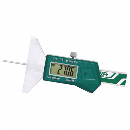 INSIZE Compact Digital Depth Gauge 0 in to 2 in/0 to 50 mm Range, ±0.