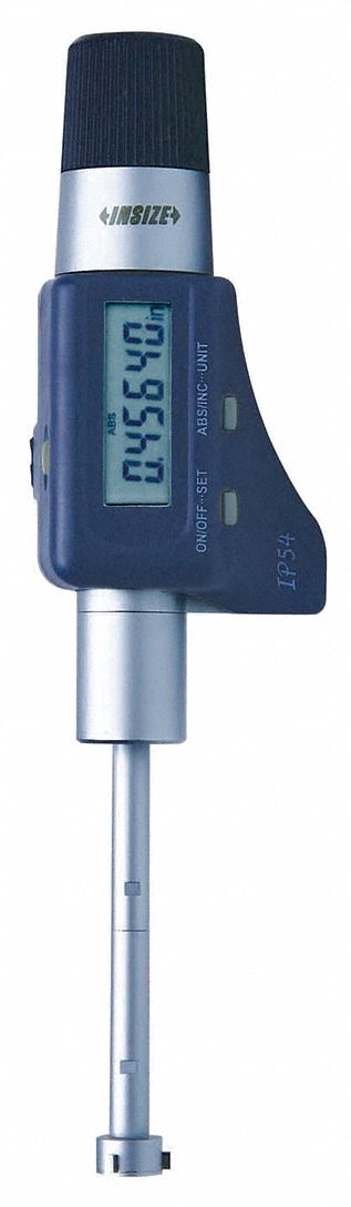 Digital 3-Point Inside Micrometer: 0.275 in to 0.35 in /7 mm to 9 mm, IP65, Cabled