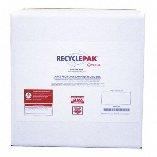 RECYCLEPAK, Wt Dependent, 22 lb Wt Capacity, Projector Bulb Recycling