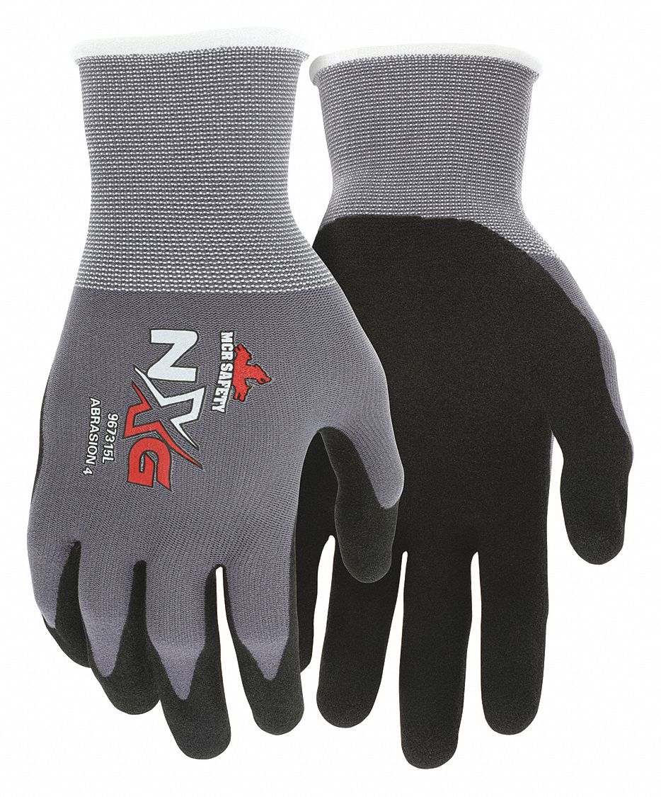 GLOVES, COATED, PALM/FING, ABS 4, 17 GAUGE THICK, M, GREY/BLACK, FOAM, NITRILE, PK12