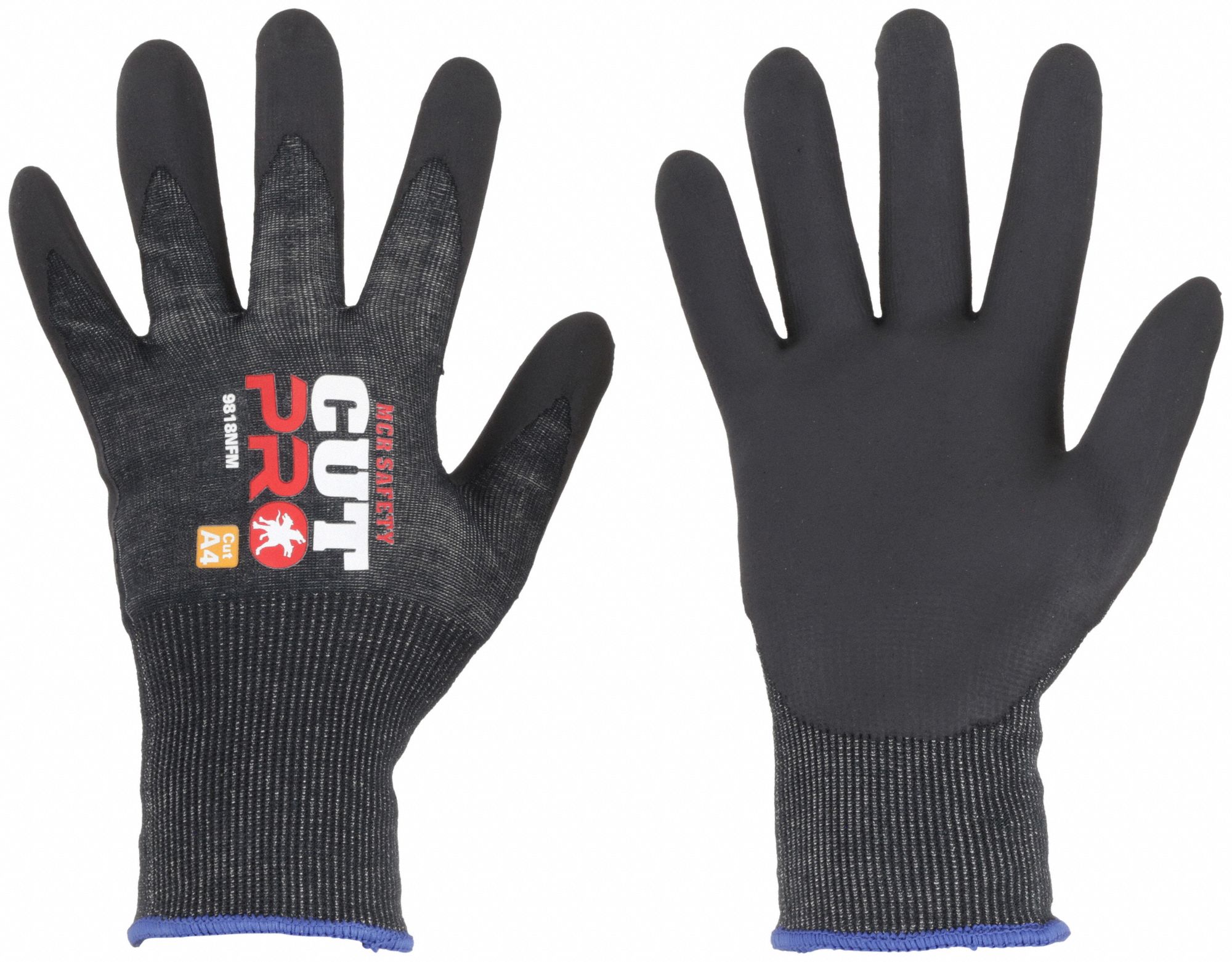 GANTS RÉSIST COUPURES,ANSI 0/A4,MANCHETTE ENFILER,TAILLE TP/6,NR,NITRILE/MOUSSE,PAIRE