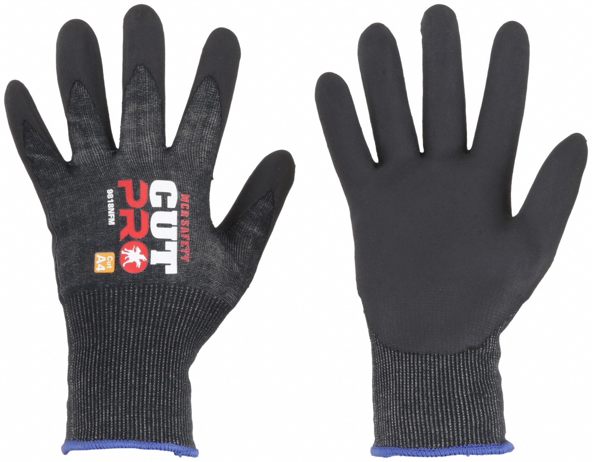 CUT RESISTANT GLOVES, ANSI 0/A4, SLIP ON CUFF, SIZE M/8, BLACK, NITRILE/FOAM, PAIR