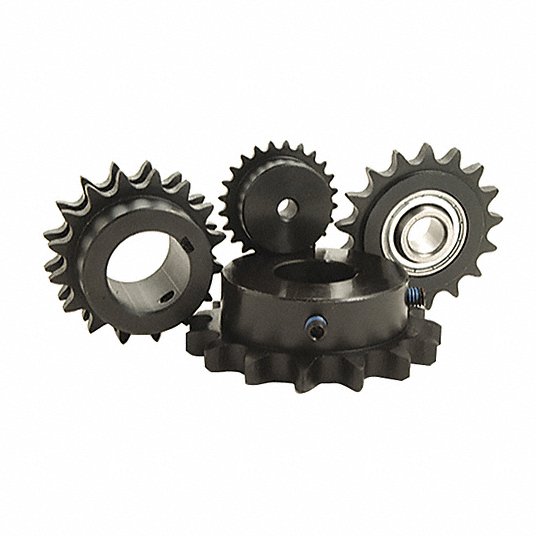 Roller Chain Sprocket: 20 Teeth, 1 in Bore Dia., 4.32 in Outside Dia.,  Double Chain Rows