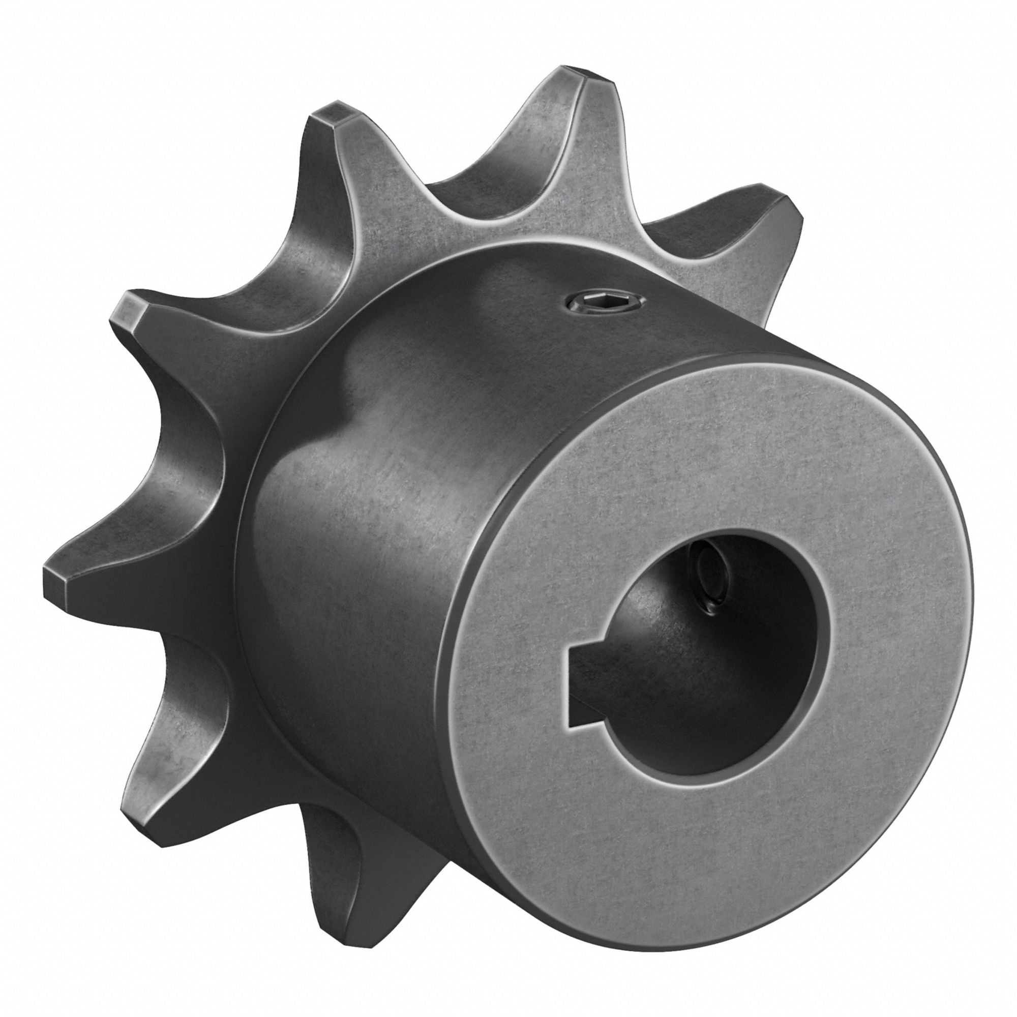 Roller Chain Sprocket: 08B, For 1/2 in Chain Pitch, 12 mm Bore Dia, 10 Teeth, Steel
