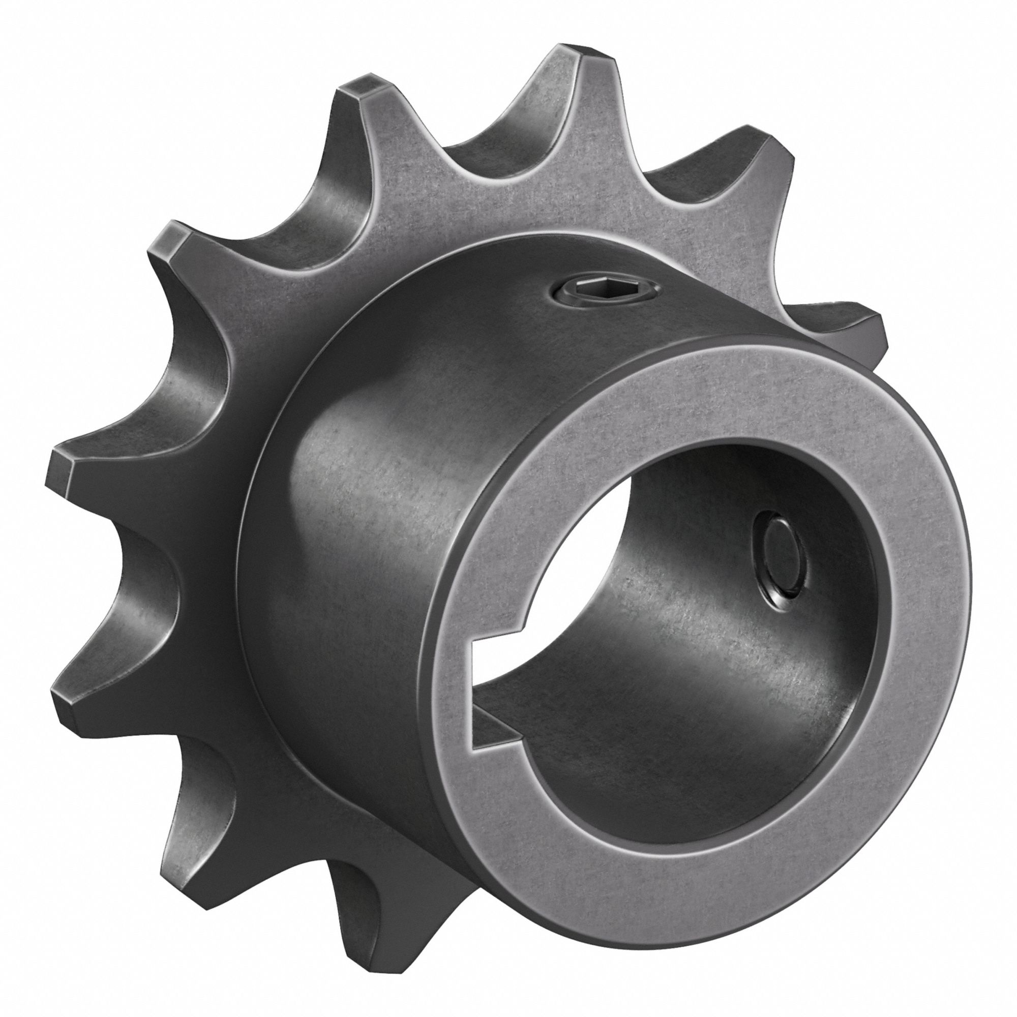Roller Chain Sprocket: 08B, For 1/2 in Chain Pitch, 22 mm Bore Dia, 12 Teeth, Steel