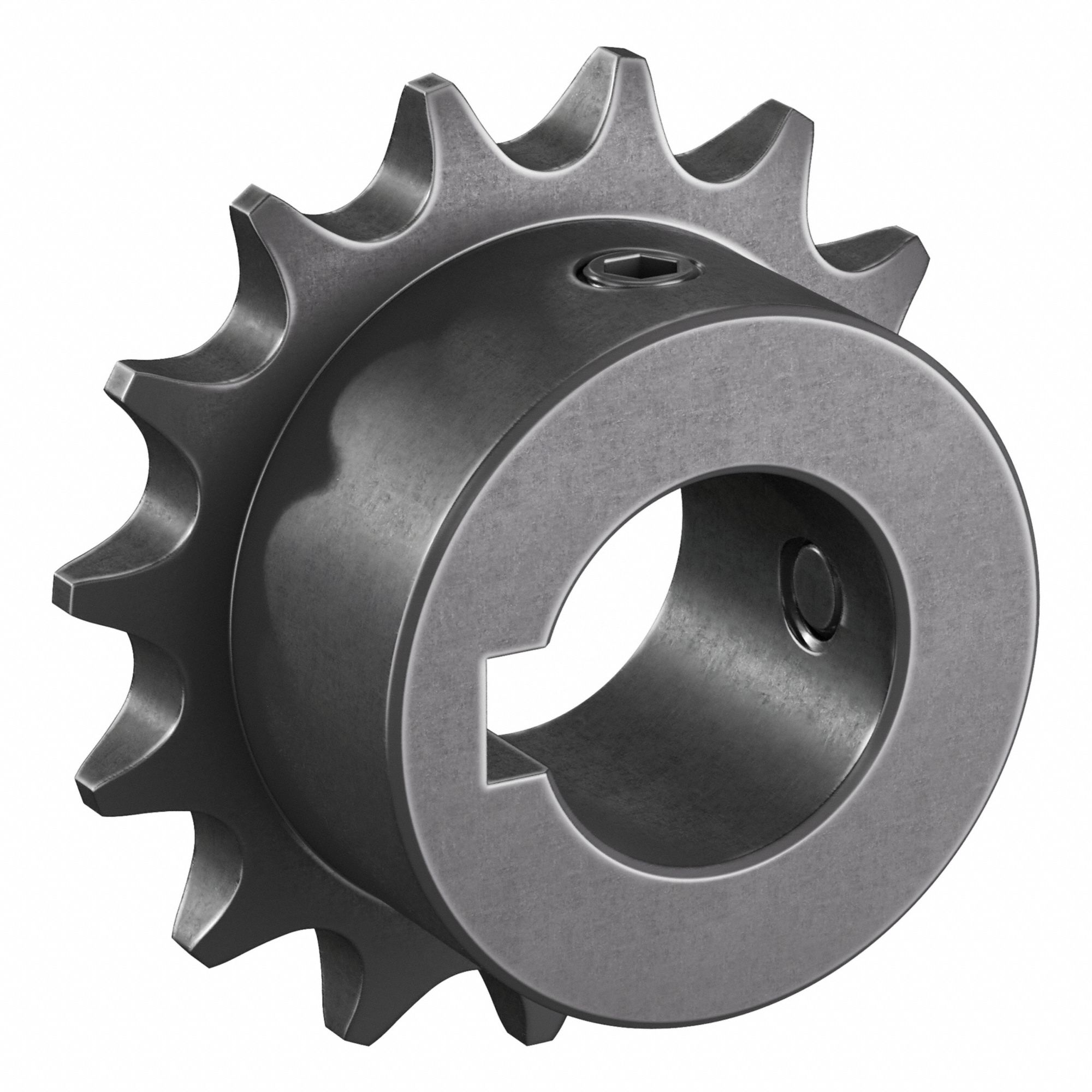 Roller Chain Sprocket: 08B, For 1/2 in Chain Pitch, 25 mm Bore Dia, 15 Teeth, Steel