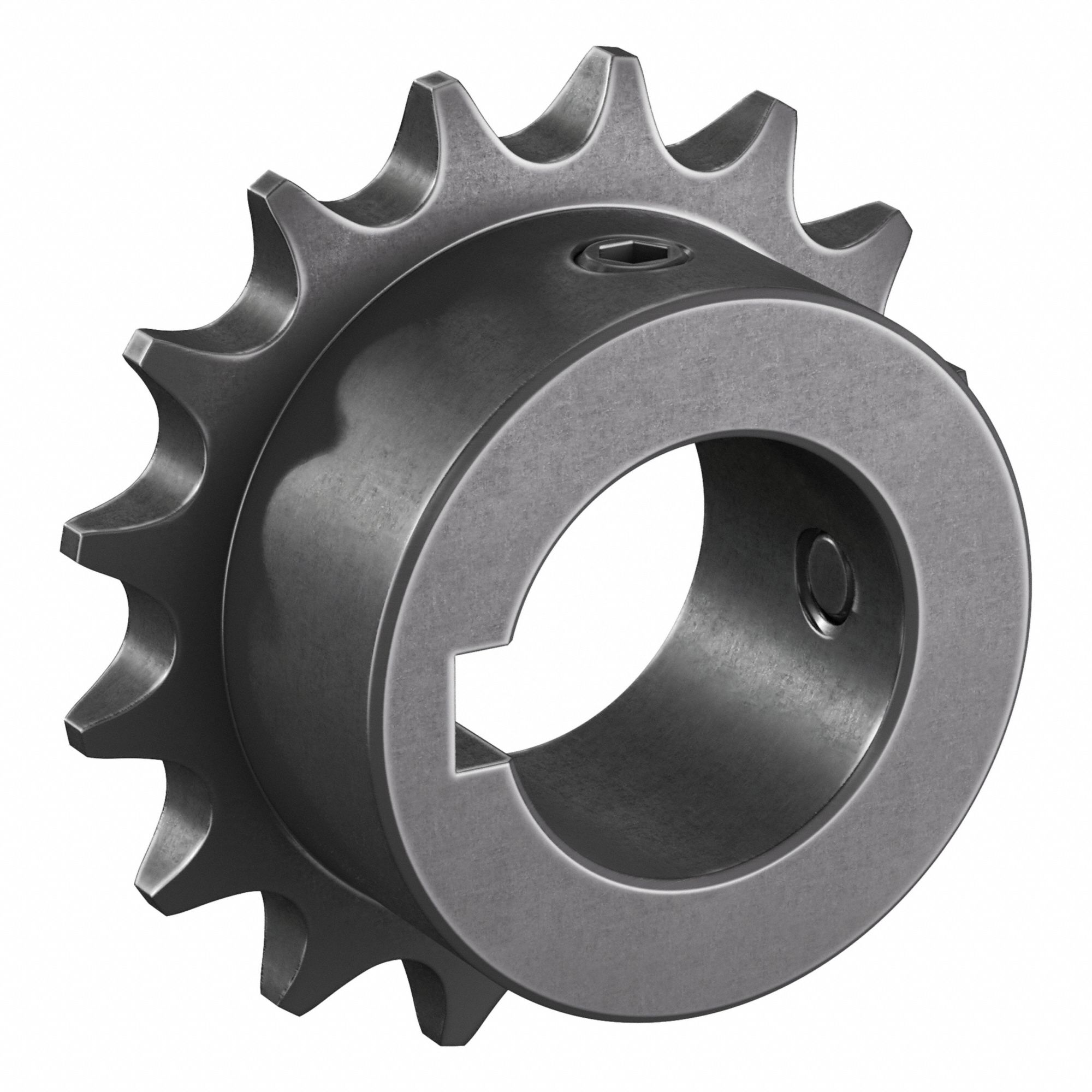 Roller Chain Sprocket: 08B, For 1/2 in Chain Pitch, 30 mm Bore Dia, 16 Teeth, Steel
