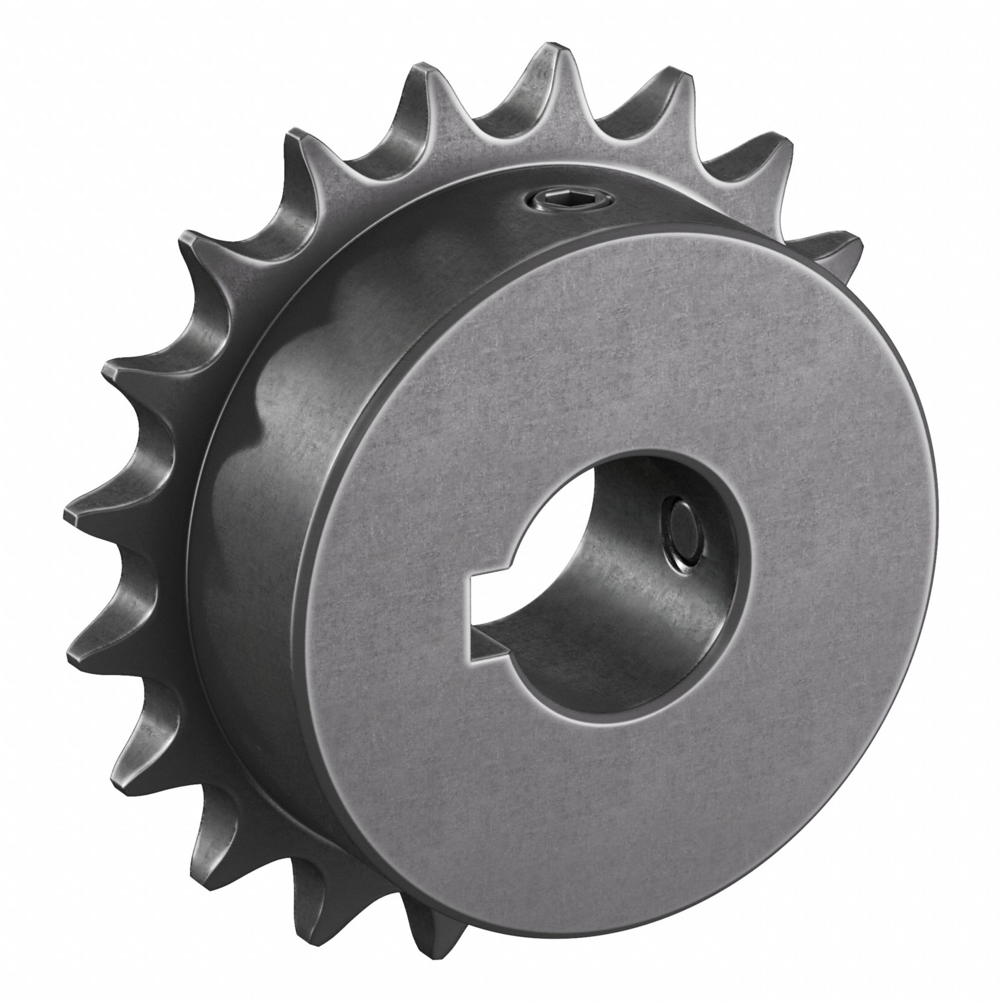 Roller Chain Sprocket: 08B, For 1/2 in Chain Pitch, 24 mm Bore Dia, 20 Teeth, Steel
