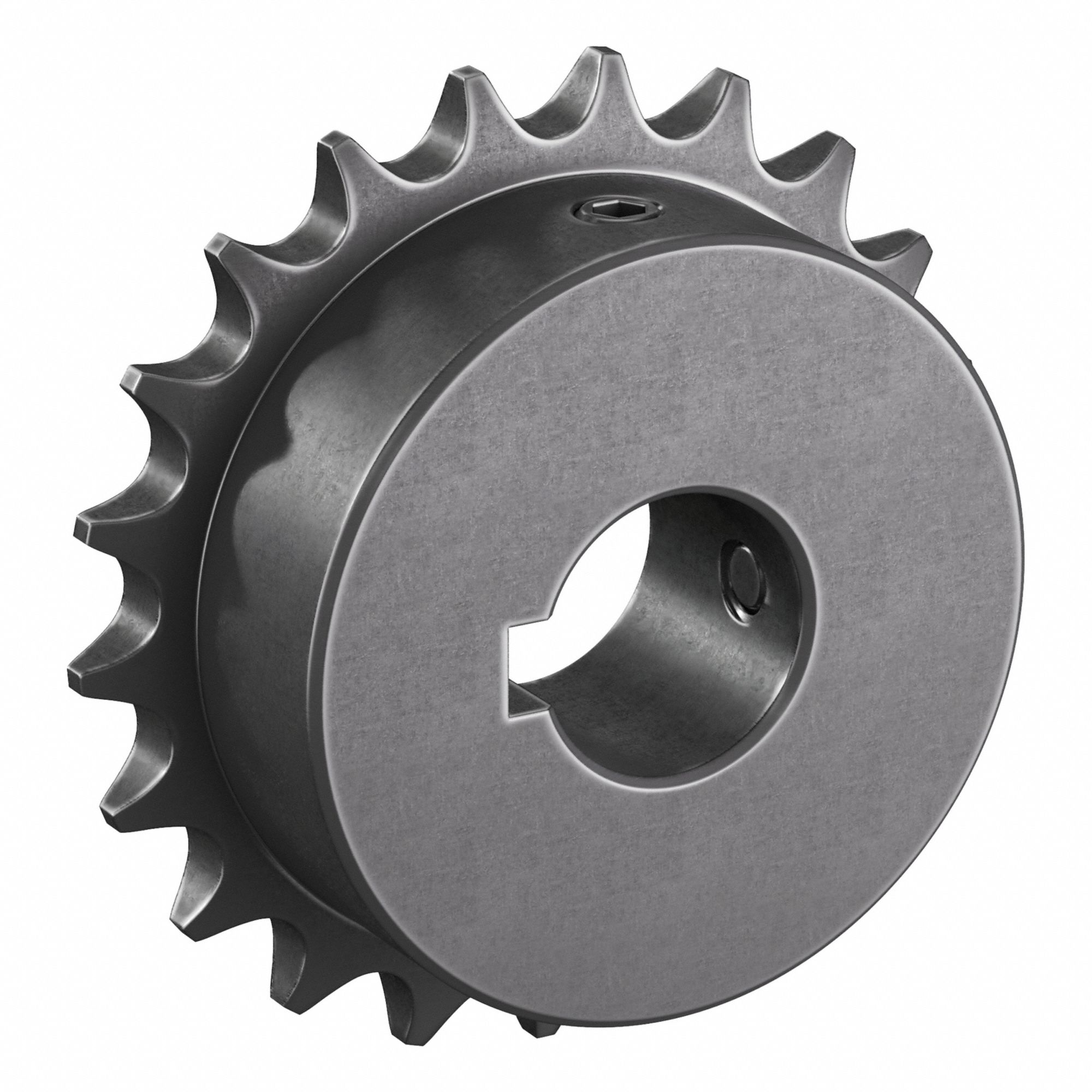 Roller Chain Sprocket: 08B, For 1/2 in Chain Pitch, 25 mm Bore Dia, 21 Teeth, Steel