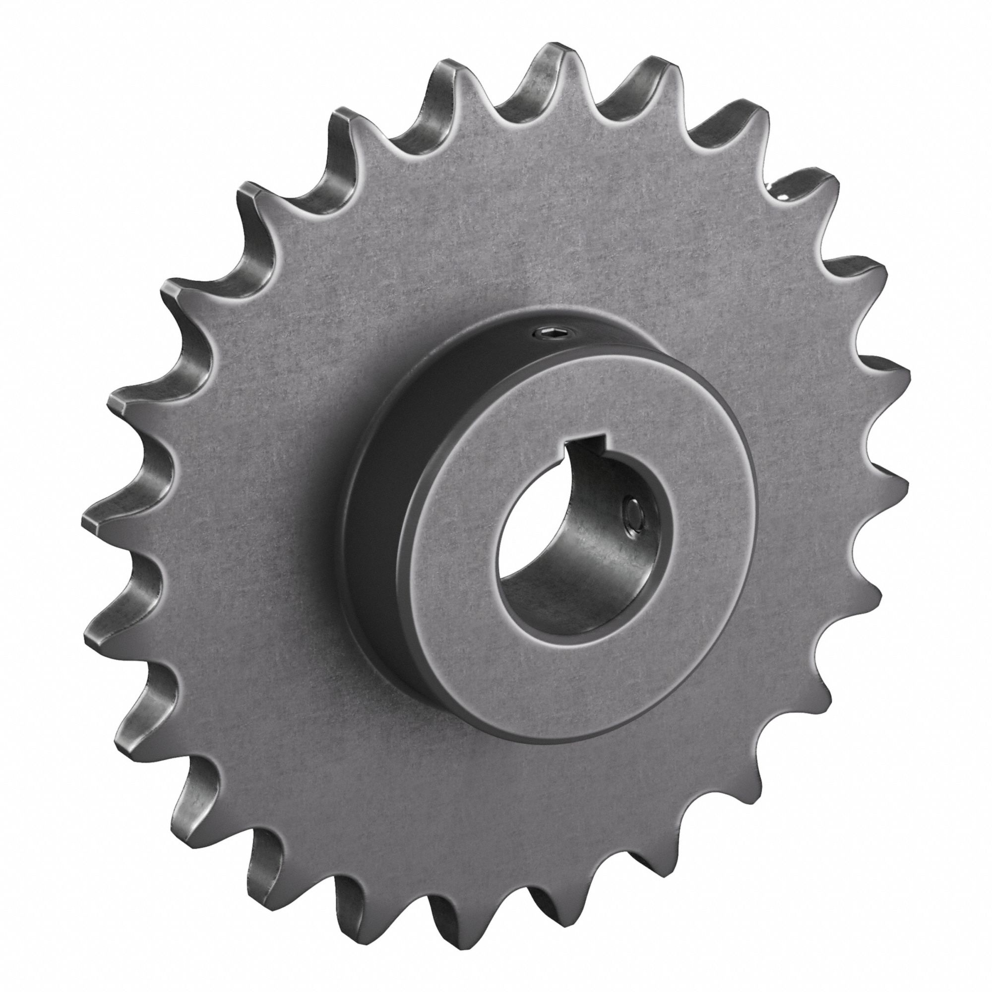 Roller Chain Sprocket: 100, For 1 1/4 in Chain Pitch, 2 in Bore Dia, 24 Teeth, Steel