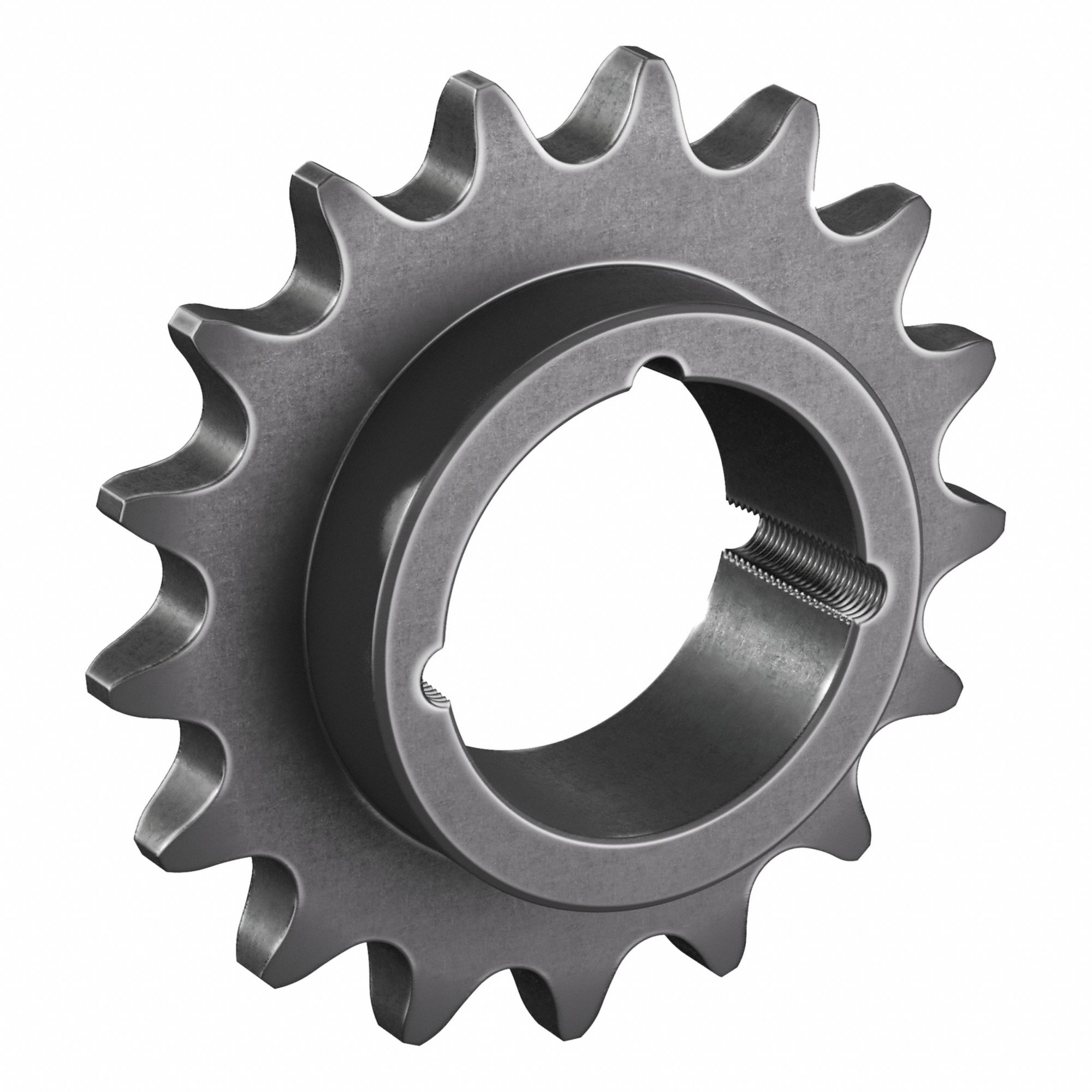 Bushed Roller Chain Sprocket: For 100 Chain, 17 Teeth, 6.803 in Pitch Dia, Steel, Black Oxide
