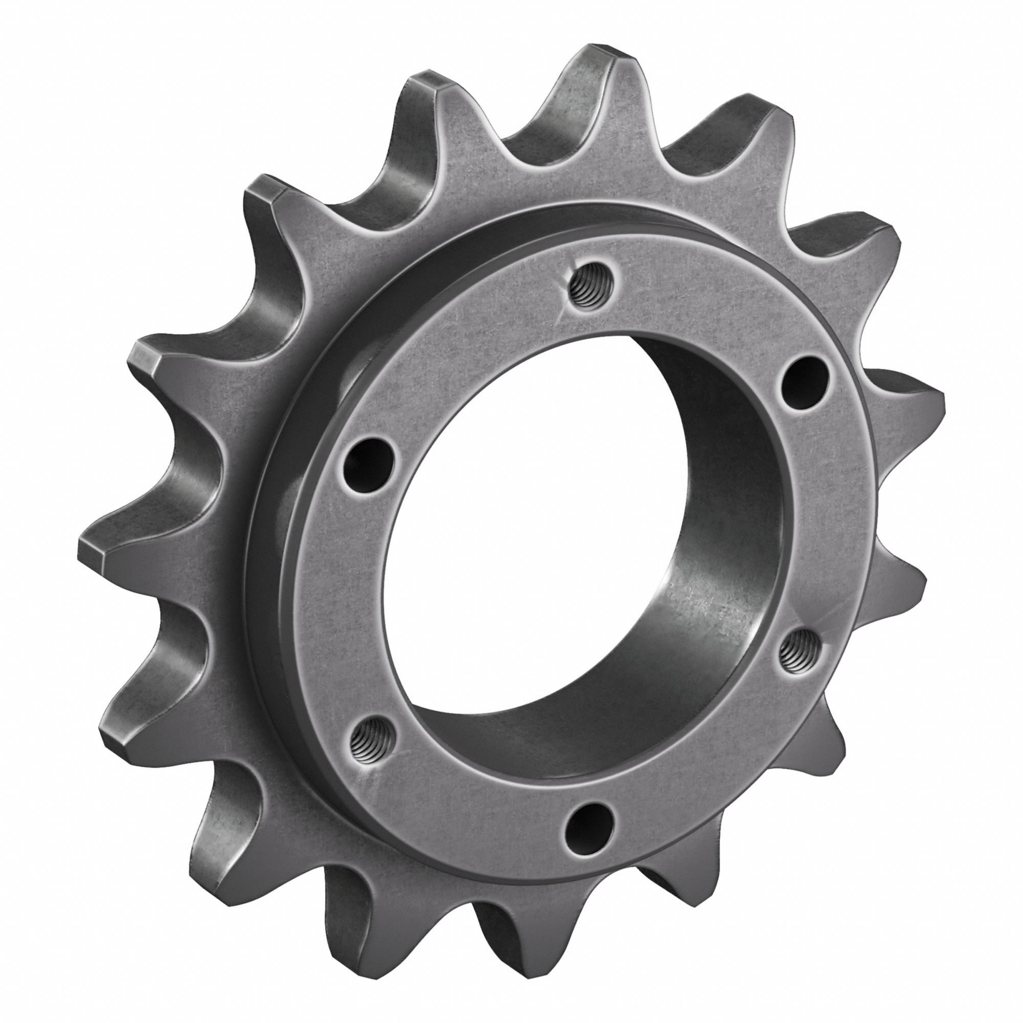 Bushed Roller Chain Sprocket: For 100 Chain, 15 Teeth, 6.012 in Pitch Dia, Steel, Black Oxide