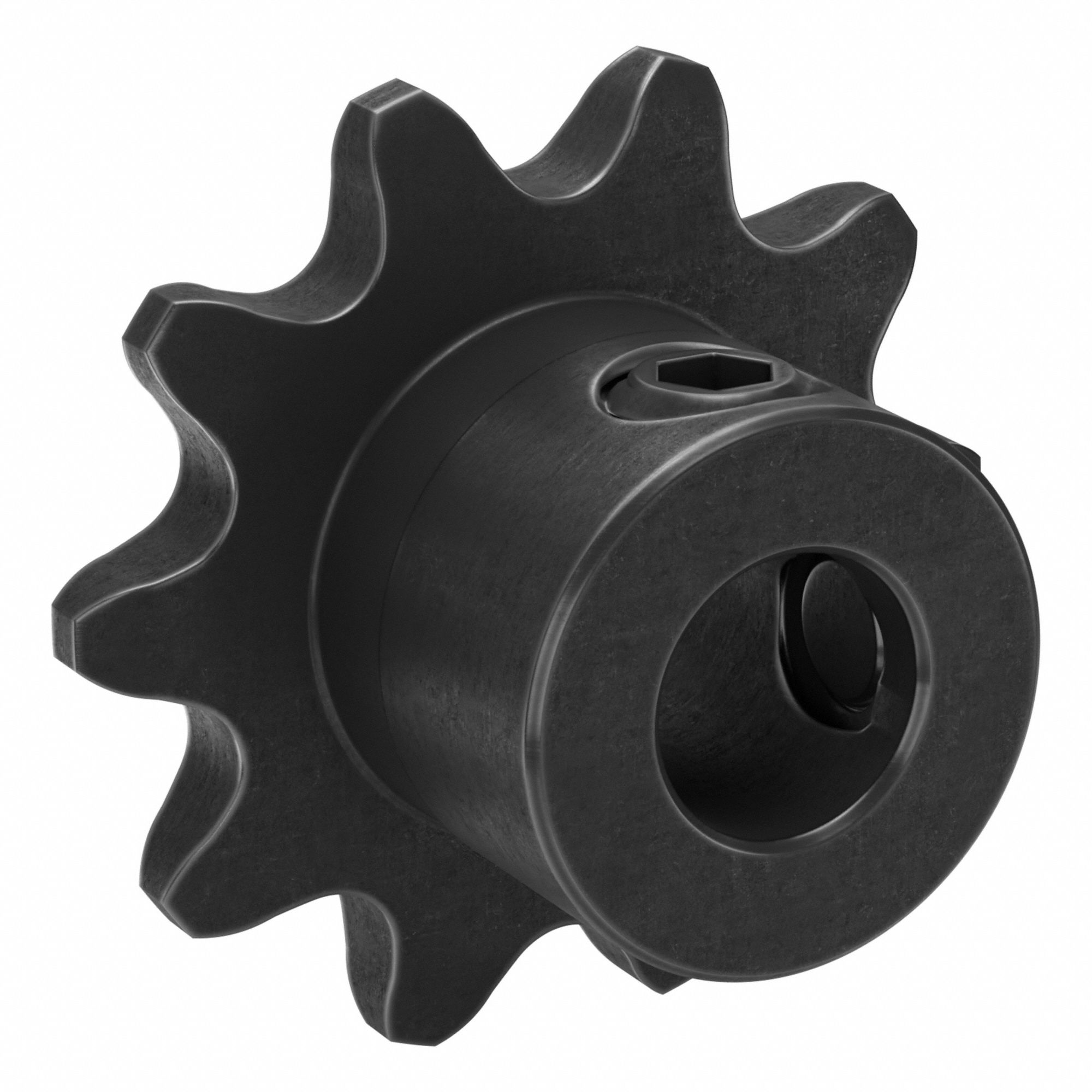 Roller Chain Sprocket: 25, For 1/4 in Chain Pitch, 1/4 in Bore Dia, 10 Teeth, Steel