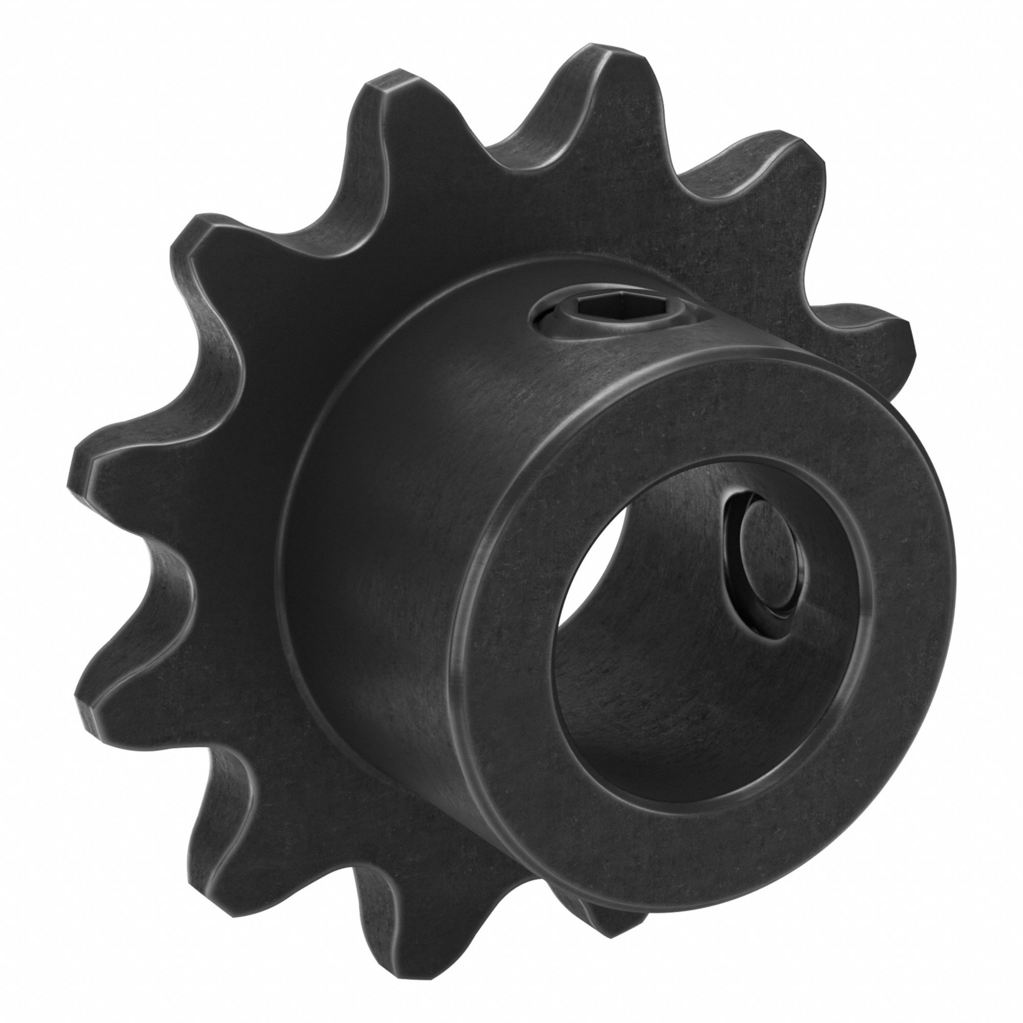 Roller Chain Sprocket: 25, For 1/4 in Chain Pitch, 3/8 in Bore Dia, 12 Teeth, Steel