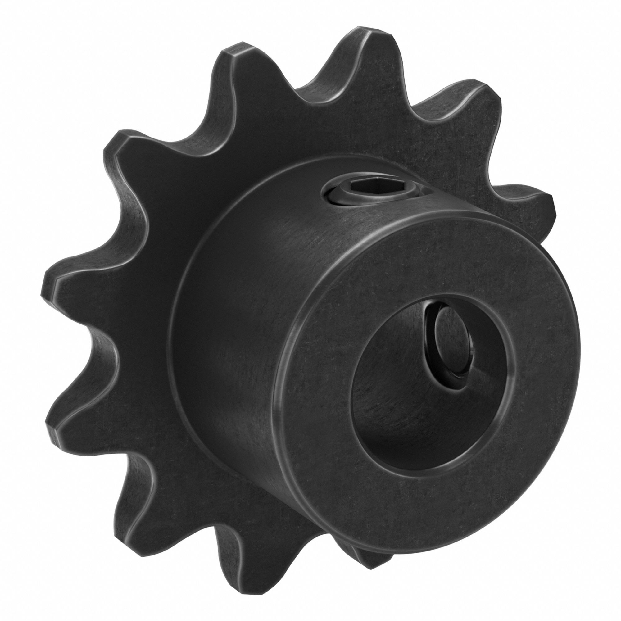 Roller Chain Sprocket: 25, For 1/4 in Chain Pitch, 5/16 in Bore Dia, 12 Teeth, Steel
