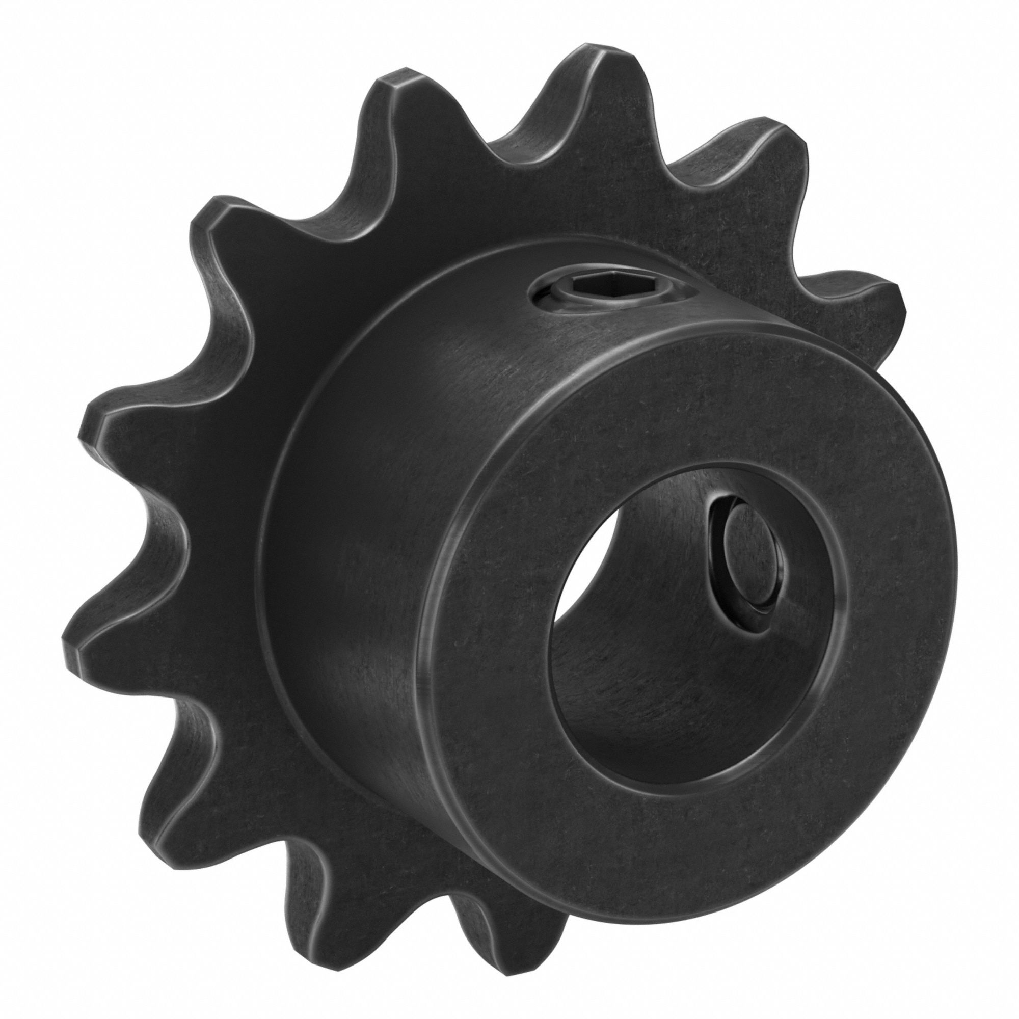 Roller Chain Sprocket: 25, For 1/4 in Chain Pitch, 3/8 in Bore Dia, 13 Teeth, Steel